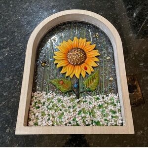 Sunflower Mosaic Wall Art with Wooden Frame